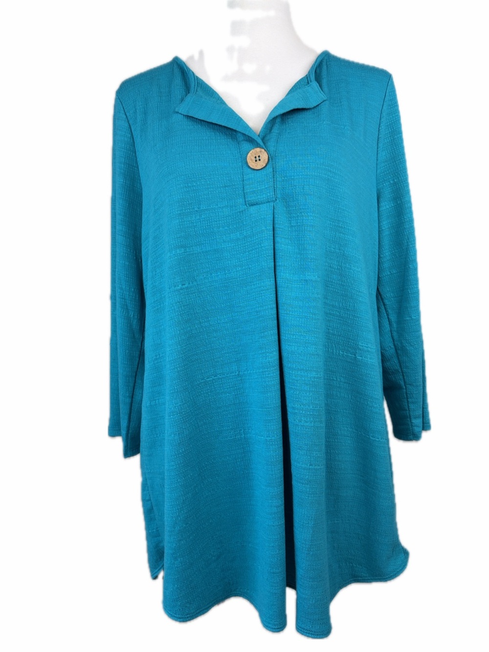 Soft Surroundings Nyla Slub Knit Gauze Tunic Top Size L 3/4 Sleeve Boho Coastal